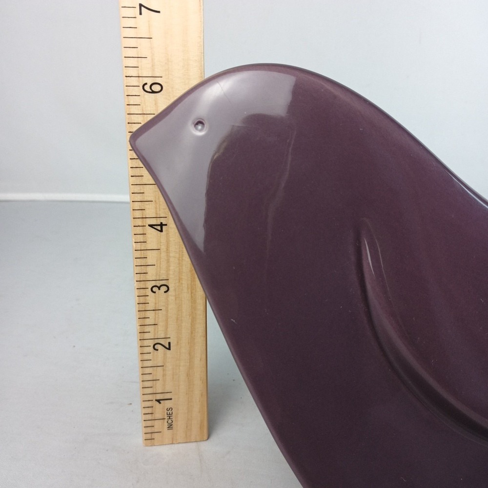 Mid Century Modern Decorative Ceramic Bird Plum Purple Figurine 6" x 11.5" - Picture 6 of 10